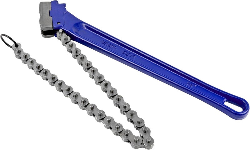 KARRYTON 14" Chain Pipe Wrench 2" - 5" Pipe Diameters, 18.5" Chain Length Max Breaking Load 5500Lbs, Heavy Duty Plumbing Tool for Pipe Installation, Oil Fields Operations and Maintenance - Image 1